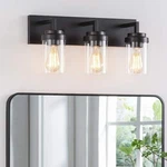 Kawoti 20.5 In. 3-LIGHT Black Vanity With Clear Glass Shade. Fixed Price $59.99.
