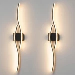 Set Of 2 Hardwired Modern Led Wall Sconces, Dimmable With Remote, 40.5" Black. Fixed Price $65.79.