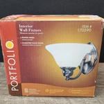 Portfolio Interior Wall Fixture Pewter Alabaster Globe 7.4" 7.6" 170590. Fixed Price $19.95.
