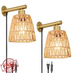 Oiyio Gold 6.3IN Plug-in Wall Sconce Set Of 2. Fixed Price $74.99.