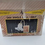 Vtg Patriot Lighting Oak Wood Single Wall Brass Satin Tulip Glass Sconce. Fixed Price $29.99.