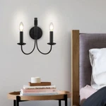 Wbindx 2-LIGHT Black Wall Sconce, Farmhouse Vintage Candle .... Fixed Price $73.67.