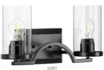 Lassiter Collection 2-LIGHT Matte Black Clear Glass Modern Bath Vanity. Fixed Price $56.93.