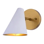 Vaxcel Lighting W0438 Pryce 7" Tall Bathroom Sconce - Matte White / Satin Brass. Fixed Price $69.99.
