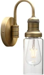 Vintage Gooseneck Wall Mount Single Sconce W/ 3.1" Cylindrical Clear Glass Shade. Fixed Price $45.00.