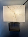 Announce Ada Wall Sconce By Baldinger. White Faux Alabaster Satin Nickel Finish. Fixed Price $150.00.