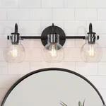Lnc Modern 22 In. 3-LIGHT Black Vanity W/clear Glass Globe Shades. Fixed Price $37.64.