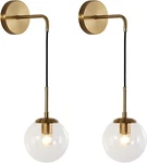 Kco Modern Glass Globe Wall Sconce Set Of Two Minimalist Gold 1-CLEAR. Fixed Price $140.82.