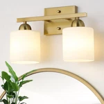 Mecgirn Stainless Steel Milk Glass Vanity Lights For Bathroom, 2 Gold B.... Fixed Price $90.40.