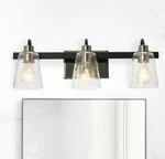 Jameson Seedy Glass 22IN 3-LIGHT Matte Black And Polished Nickel Vanity. Fixed Price $24.99.