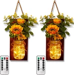 Ourwarm Sunflower Wall Sconces Set Of Two, Mason Jar Farmhouse Deco. Fixed Price $49.70.