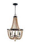 3 Light Kenroy Wood Beaded Chandelier Bronze Finish Rustic Boho Beachy 28"H 16"W. Fixed Price $85.00.