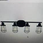Hampton Bay Southbourne 28IN 4-LIGHT Matte Black Vanity W Open Steel Cage. Fixed Price $41.39.
