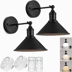 Vintage Black Wireless Led Wall Sconces Set Of 2 With Remote Control. Fixed Price $59.99.