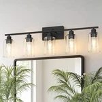 Yansun 35 In. 5-LIGHT Matte Black Vanity Clear Glass Shades JQ01101EBL. Fixed Price $74.76.