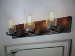 Lnc 3-LIGHT Industrial Bronze Farmhouse Faux Wood Bathroom Vanity. Fixed Price $75.00.