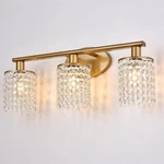 Luburs Bathroom 3-LIGHT Fixture, Gold Crystal Over Mirror. Fixed Price $38.88.