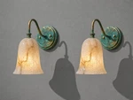 1990'S Vintage Alabaster Wall Sconce, Antique Green Patina Brass Light,. Fixed Price $221.22.