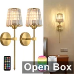 Battery Operated Crystal Wall Sconces Set Of 2, Gold Wireless. Fixed Price $45.63.