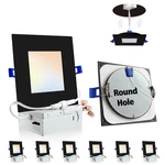 Adetu 6 Pack Inch Square Led Recessed Lighting BLACK5CCT Ultra Thin. Fixed Price $128.70.