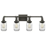 Squire 4 Light Transitional Bath Vanity 11 Inches High-rustic Black Finish. Fixed Price $168.00.