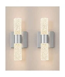 Brushed Nickel Wall Sconces Set Of Two, Crystal Lighting, Led Ba.... Fixed Price $129.65.