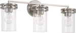 Capital Lighting Fuller Clear Glass Cylinder 3-LIGHT Vanity Brushed Nickel. Fixed Price $110.00.