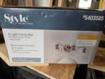 Style Selections 3 Light Vanity Bar Brushed Nickel Clear Glass New In Box. Fixed Price $45.00.
