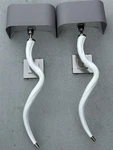 Rare-vintage Lot Of 2 Pair Arteriors Adonia 34" Tall 1 Light Wall Sconces Nickel. Fixed Price $950.00.
