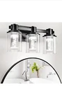 Quntis 3 Light Bathroom Fixtures Black, 17.5 Inch Vanity. Fixed Price $29.99.