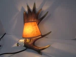 Vintage Wall Sconce Lamp Light Moose Antler & Eagle Sculpture With Shade 12". Fixed Price $119.00.