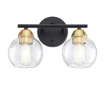 Uixe 13.33 In. 2-LIGHT Matte Black Plus Brass Bathroom Vanity With Clear. Fixed Price $12.29.