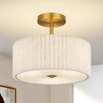 Mid Century Modern Semi Flush Mount Ceiling Light With Pleated Fabric Shade, .... Fixed Price $57.81.