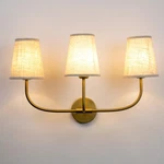 Pathson 3 Lights Brass Wall Sconce With Linen Fabric Lampshade,. Fixed Price $190.16.