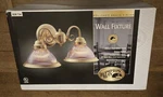 Hampton Bay Wall Fixture Polished Brass Finish Ribbed Glass Shades New Sealed. Fixed Price $39.99.