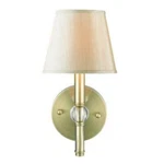 Waverly 1-LIGHT Aged Brass With Silken Parchment Shade Wall Sconce. Fixed Price $43.99.