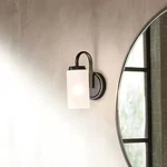 Kichler Kennewick 1-LIGHT Black Bathroom Wall Sconce Etched Glass 3023M. Fixed Price $34.97.