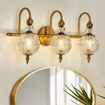 Vanity Light Fixture 3 Gold Glass Globe G9 Bulb Wall Sconce Piepooye Vintage. Fixed Price $179.99.
