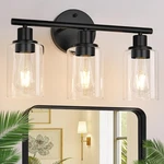 3-LIGHT Bathroom Fixtures, Black Modern Vanity Lights With Clear Glass .... Fixed Price $39.50.