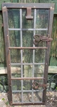 Antique Wrought Iron Window. Leaded Glass With Curled Whisker Ring Pull Handles.. Fixed Price $268.66.