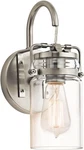 Kichler Brinley 1-LIGHT Brushed Nickel Wall Sconce W/ Clear Glass Shade. Fixed Price $29.99.