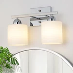 Stainless Steel Milk Glass Vanity Lights For Bathroom, 2 Chrome Bathroo.... Fixed Price $87.09.