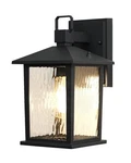 12'' Outdoor Porch Light, Matte Black Wall Lantern With Water Ripple .... Fixed Price $64.61.