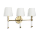 Regina Andrew Auburn Triple Wall Sconce Brushed Gold White Cone Shades 15-1210. Fixed Price $239.99.