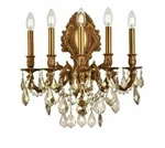 French With Golden Teak Crystal 5 Vanity Wall Sconce Lighting Fixture. Fixed Price $1257.36.