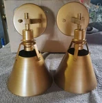 2 Pack - Lnc Brushed Gold 6 One Light Vintage Wall W/metal Shade. Fixed Price $49.99.