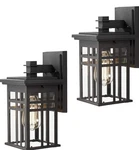 Zeyu 2 Pack Outdoor Wall Sconce, Exterior Mount Light Black Finish Glass. Fixed Price $74.99.