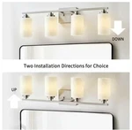 Kawoti 30 In. 4-LIGHT Brushed Nickel Vanity With Frosted White Glass Shade. Fixed Price $41.79.