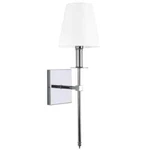 Lamqee 1-LIGHT Polished Chrome Wall Sconce With White Fabric Shade. Fixed Price $24.95.