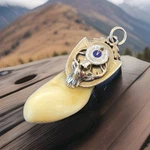 Antique Bpoe 14K White Gold Diamond Elk Tooth Watch Fob Pendant Red Eyes 3.19G. Fixed Price $945.25.